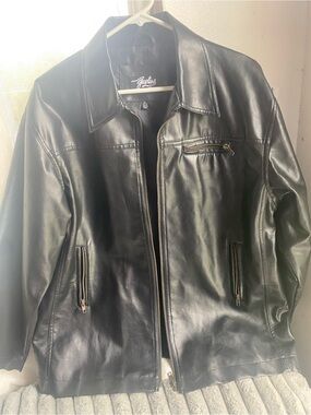 Leather Black Men's Zip-Front Jacket